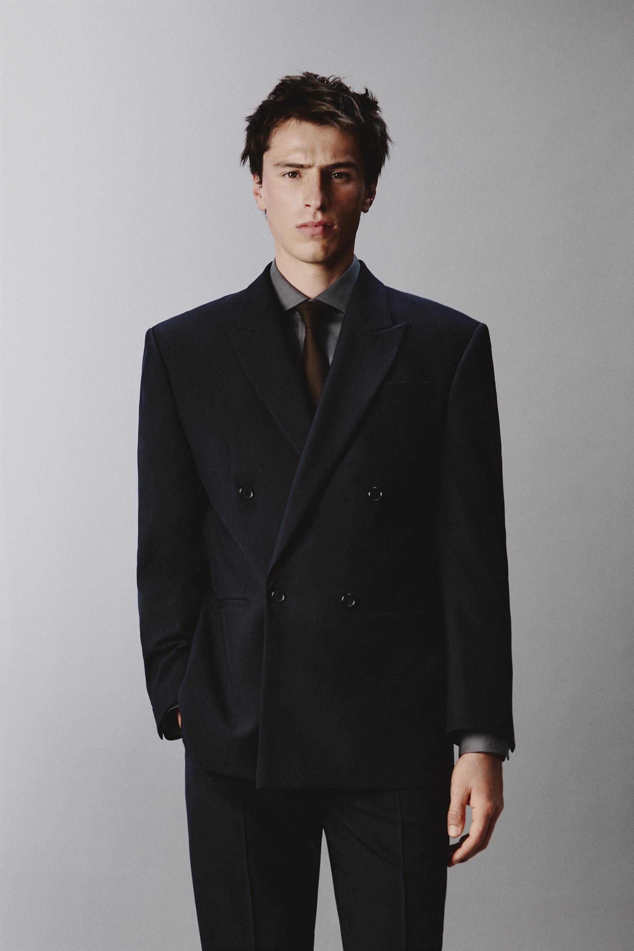 WOOL BLEND DOUBLE BREASTED BLAZER